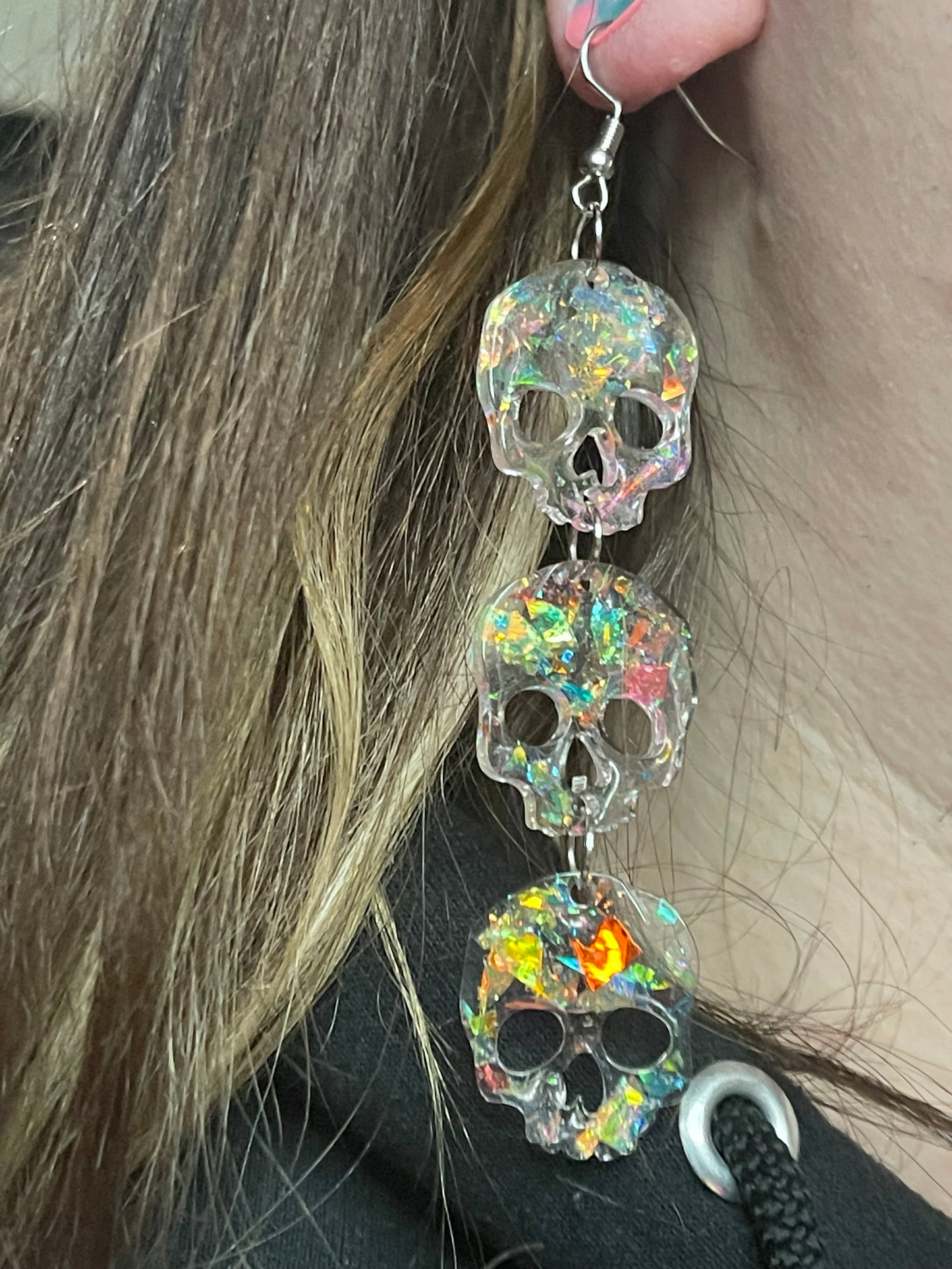 Triple skull earrings